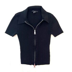 Black Ribbed S/S Top: Small